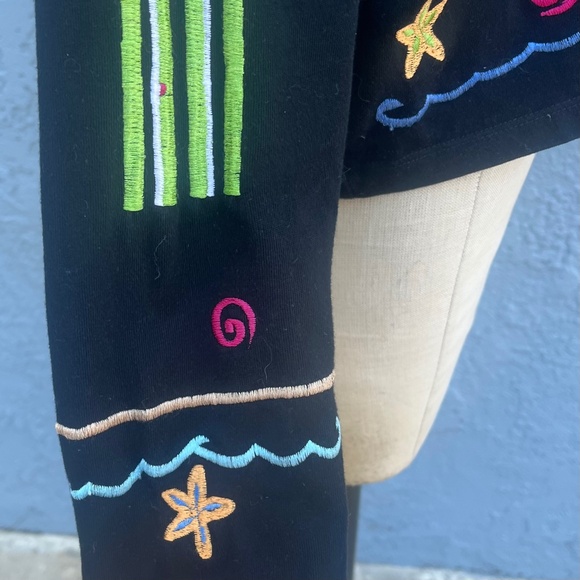 Michael simon Top black 90s beach cardigan Embroidered cotton - Picture 6 of 9